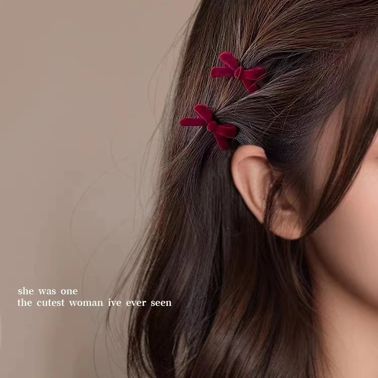 2个蝴蝶结发夹头饰可爱小号碎发刘海夹前额鸭嘴夹子2024新款秋冬
