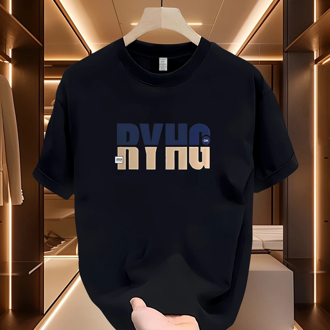 高级感潮牌圆领ol短袖T恤男女夏季ins宽松重磅半袖痞帅百搭打底