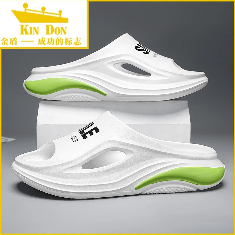 夏季外穿拖鞋男士休闲沙滩踩屎感一字拖防滑耐磨增高情侣大码凉鞋