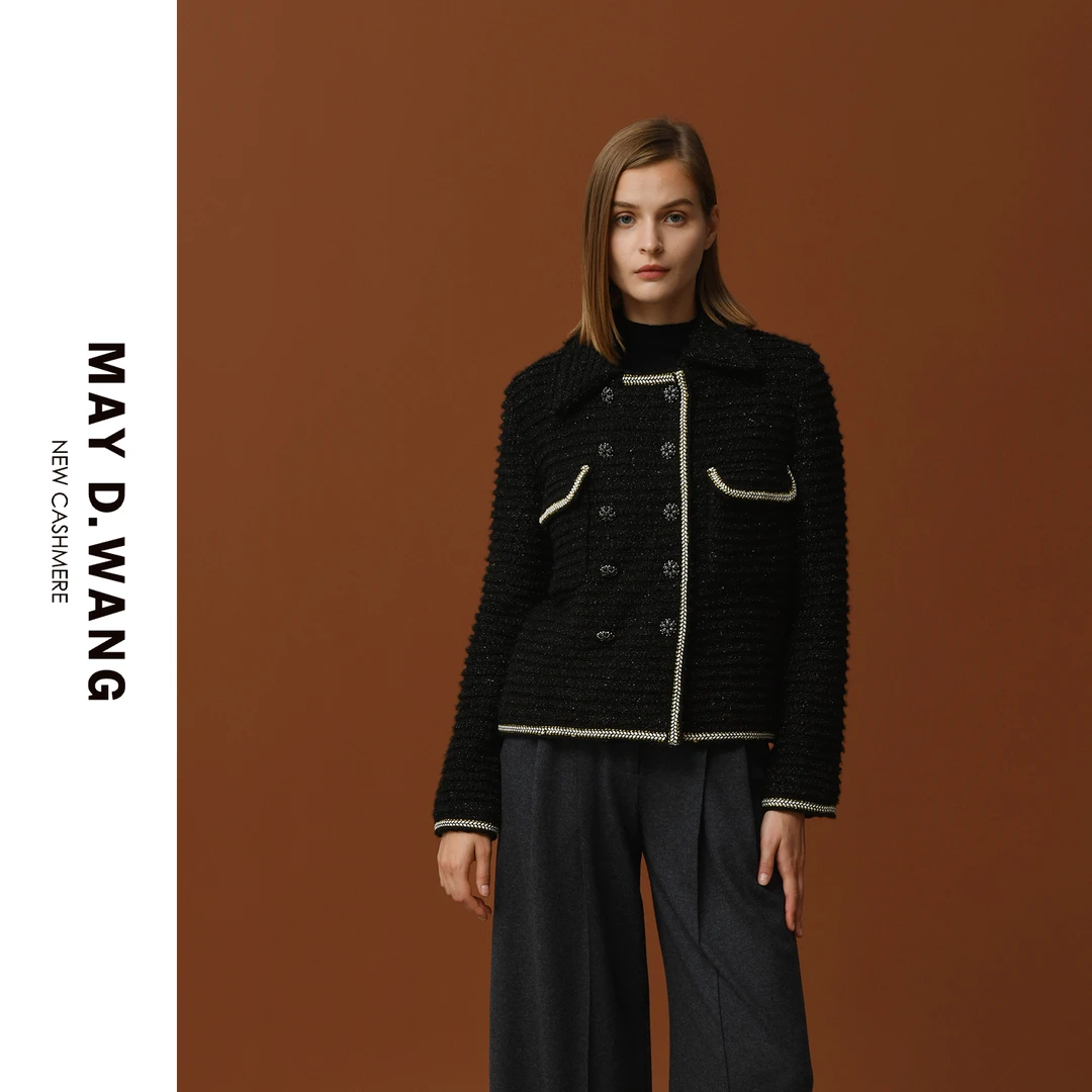 王之造设计师轻奢时尚翻领加厚外套女 C3F1008