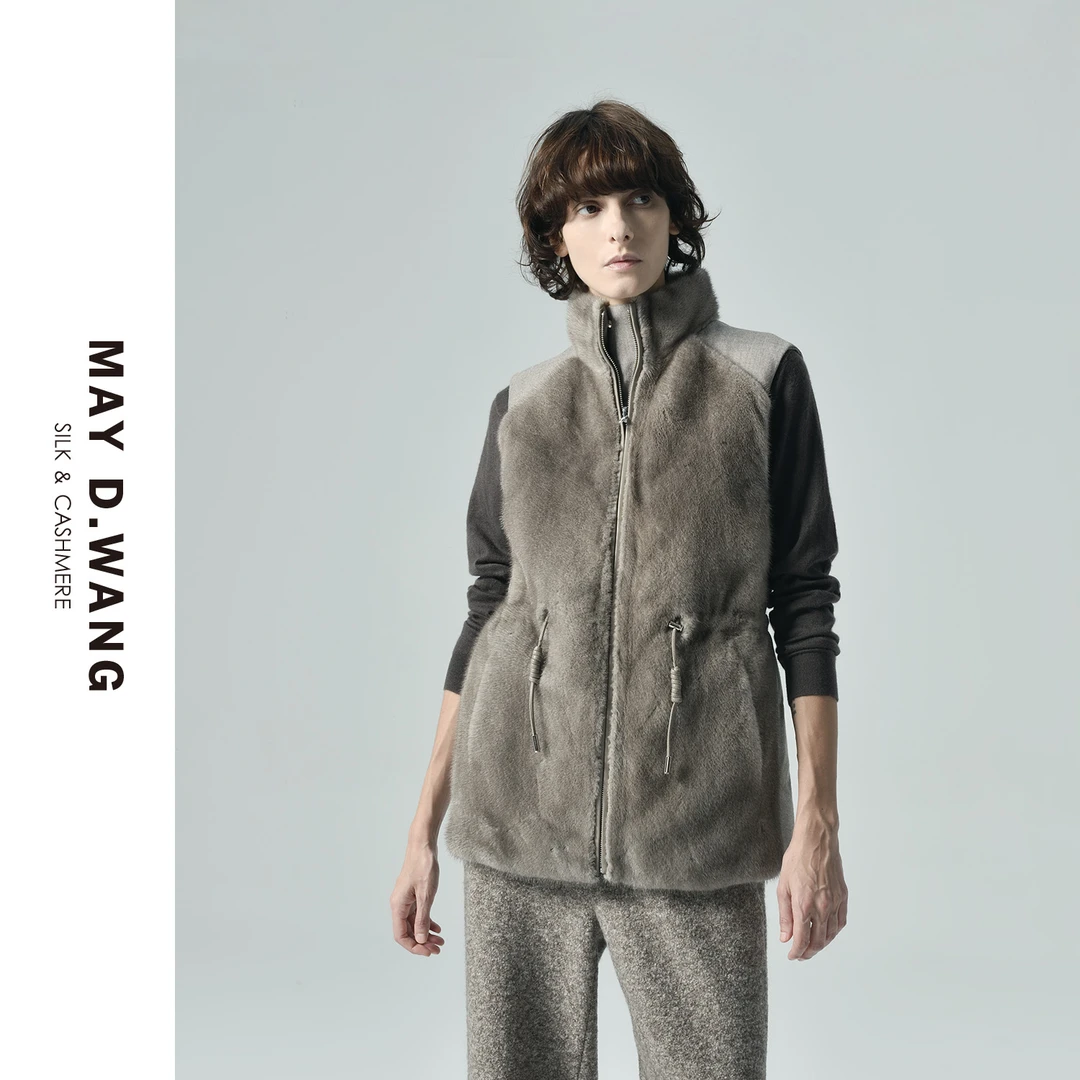 王之造秋冬水貂皮毛双面马甲外套  E6F1006