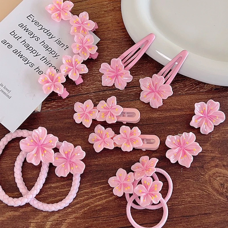粉色樱花发夹女成人儿童鸭嘴夹少女侧边刘海夹甜美发卡bb夹子头饰