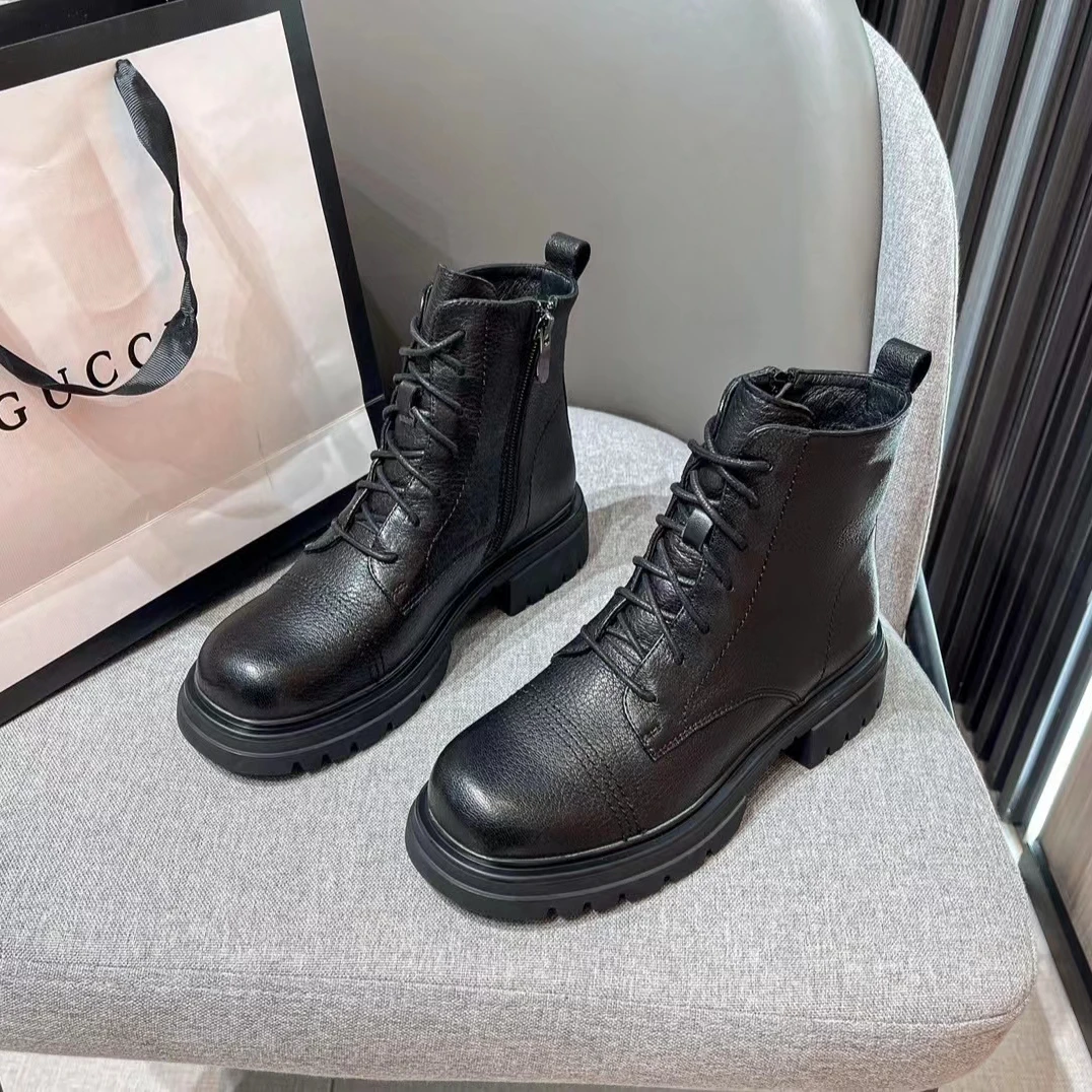 0193 新款爆款时尚山羊皮欧版加绒马丁靴