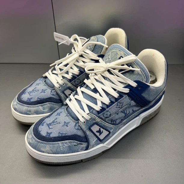 7码/lv trainer 牛仔/鞋面掉色 自穿性价比高/二手鞋/原盒配件
