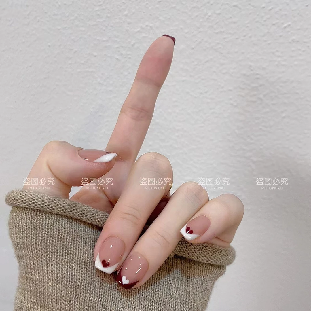 【一见钟情】004鸳鸯法式美甲舒适显白高级感渐变牢固穿戴甲10片