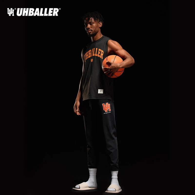 UH正品运动裤春秋篮球长裤男宽松束脚休闲扎袜针织美式训练裤速干
