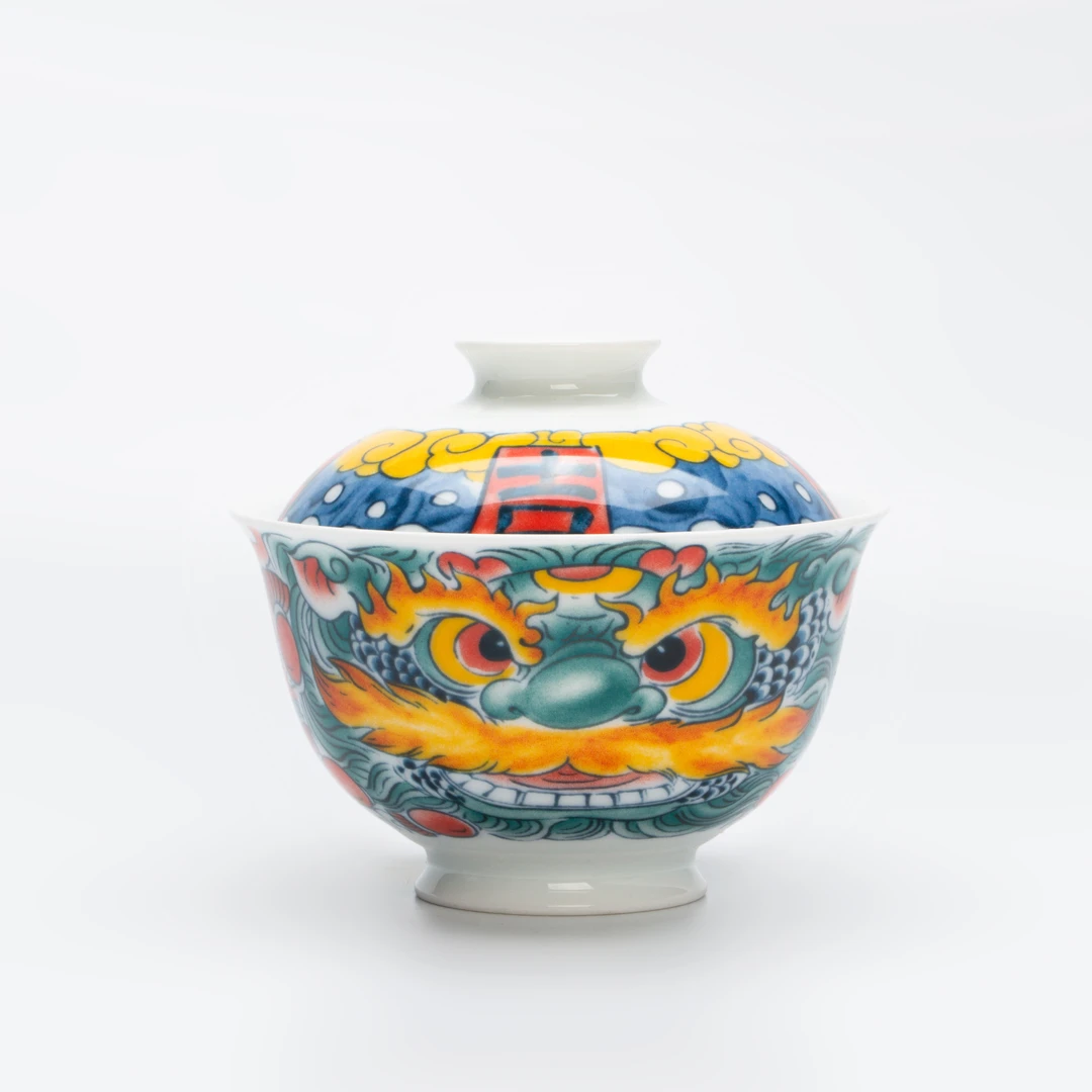 【昨明】原创设计国潮  醒狮  两才元宝盖碗  万狮大吉