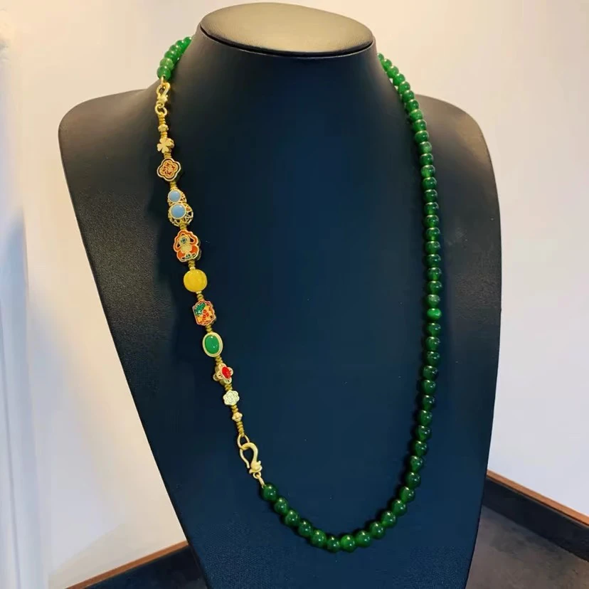 铜合金项链 一款多带可拆卸项链编织手绳中式毛衣链女