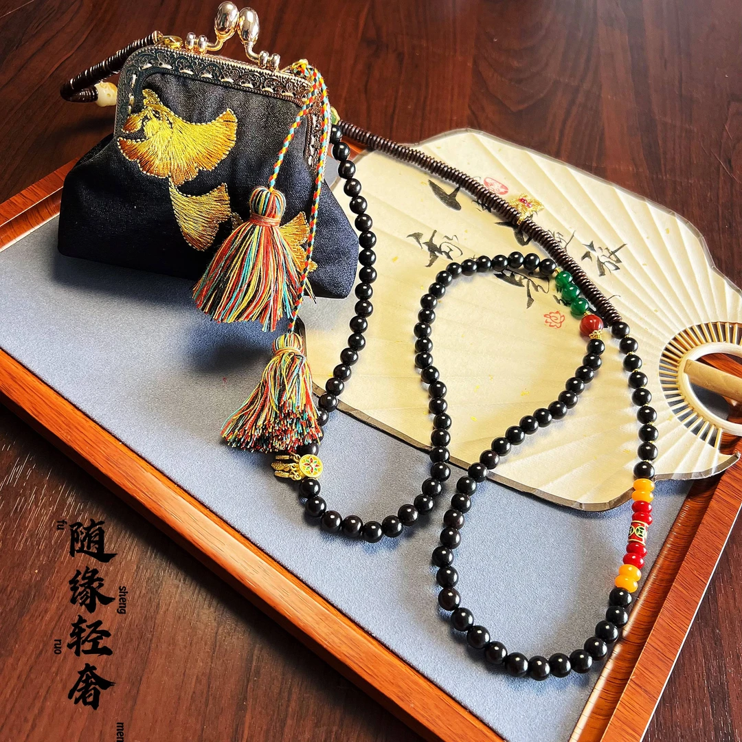 铜合金石英石项链 新中式国风项链长款斜挎链斜挎包链复古百搭女