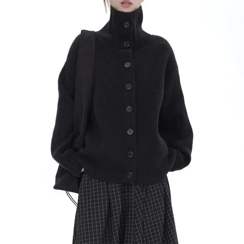 GFW/设计感小众加厚宽松毛衣女秋冬慵懒风开衫外套打底上衣