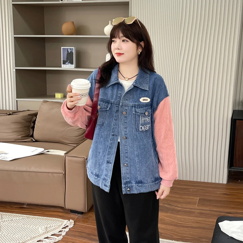 采多宝大码女装设计感拼接牛仔外套CDW0662