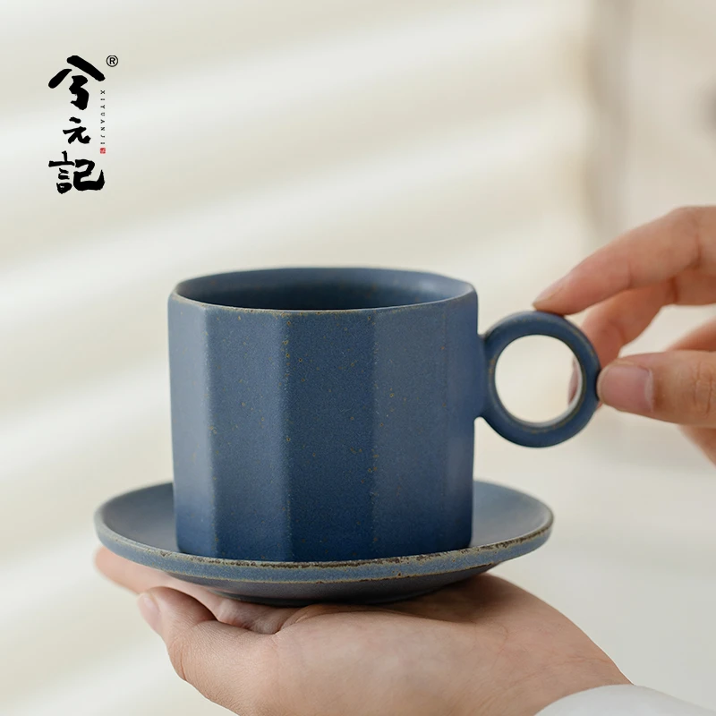兮元记陶瓷咖啡杯高档精致杯碟家用复古美式拿铁杯下午茶杯子