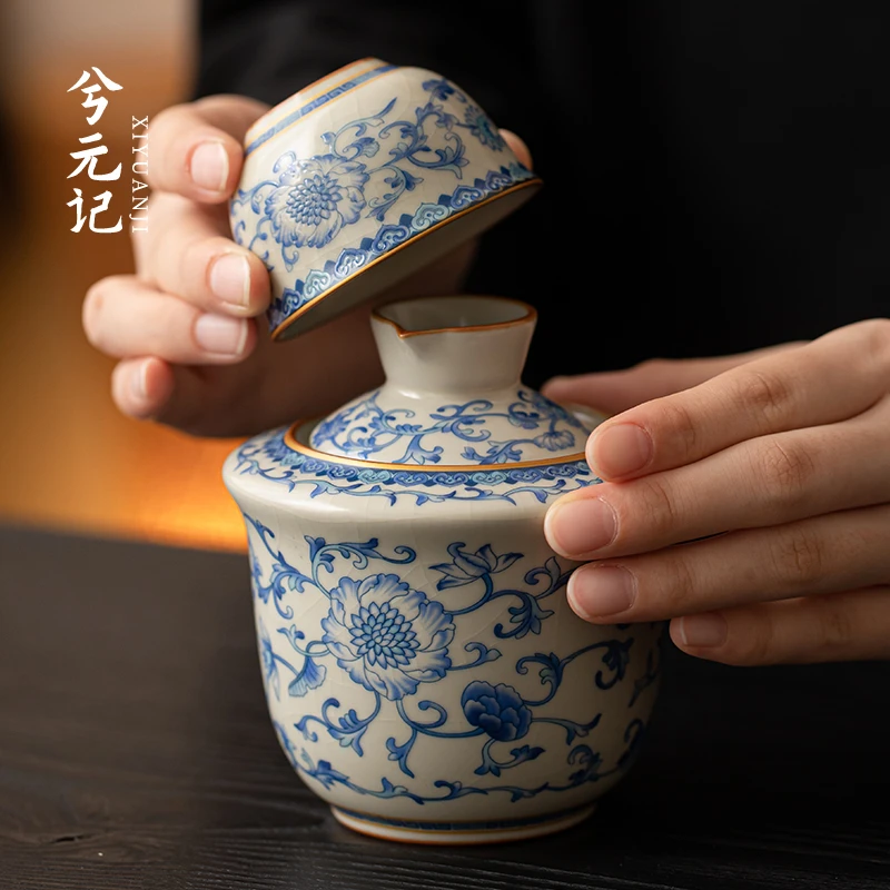 兮元记青花汝窑温酒器陶瓷温酒壶家用烫酒热酒壶黄酒白酒酒具套装