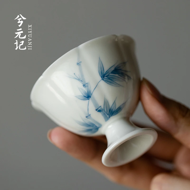 兮元记手绘影青茶杯陶瓷主人杯单杯个人专用高档喝茶功夫茶具茶盏