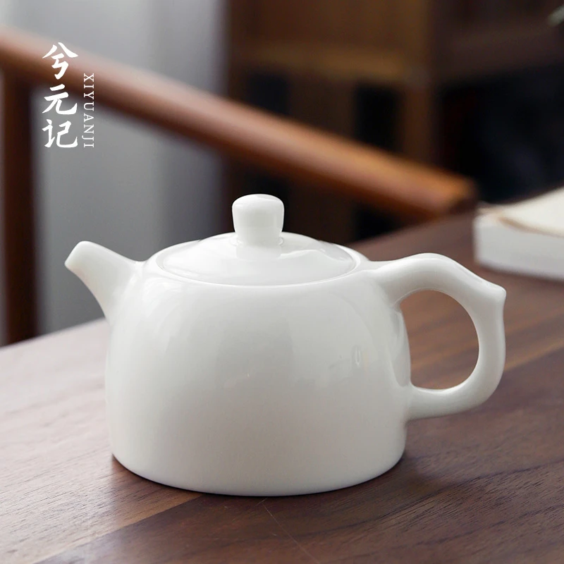 羊脂玉茶壶陶瓷泡茶单个西施壶红茶茶具套装家用白瓷泡茶器大容量
