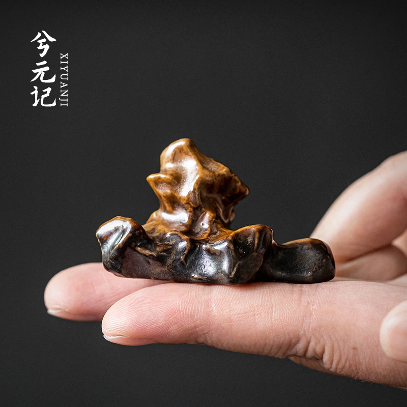 素黄烧盖置陶瓷盖托茶壶盖碗盖子茶具配件功夫茶道零配家用摆件