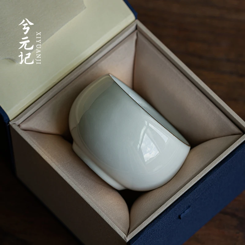 月白官窑陶瓷禅定杯主人杯个人专用大号高档茶盏单杯功夫茶具礼盒