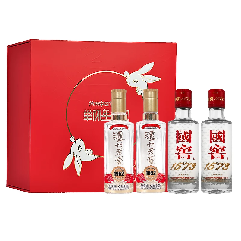 国窖1573举杯年味浓小酒礼盒 浓香型白酒 52度100ml*4瓶
