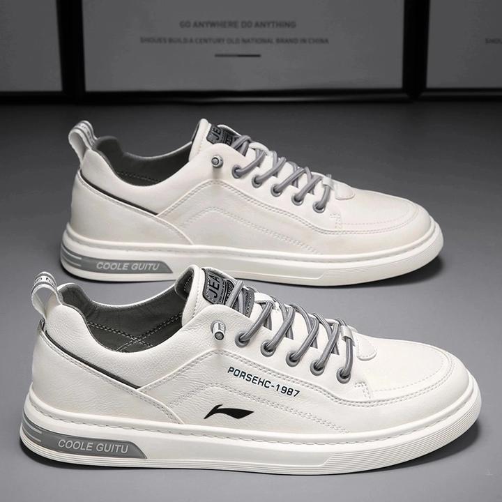 李宁飞电男鞋秋季新款防滑透气运动鞋皮面百搭小白鞋男款低帮板鞋