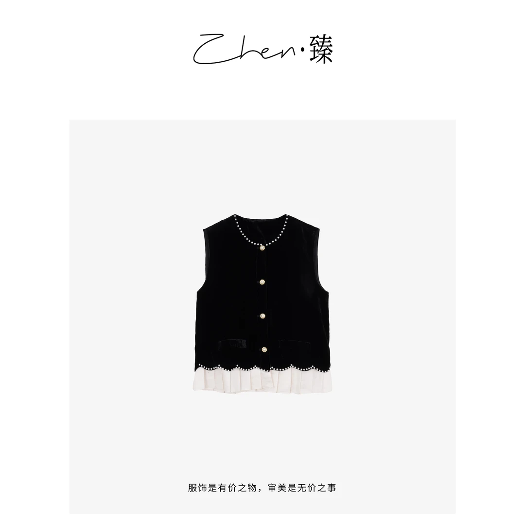 ZHEN.臻 欧货精致轻奢高级感真丝丝绒马夹SY7145Z