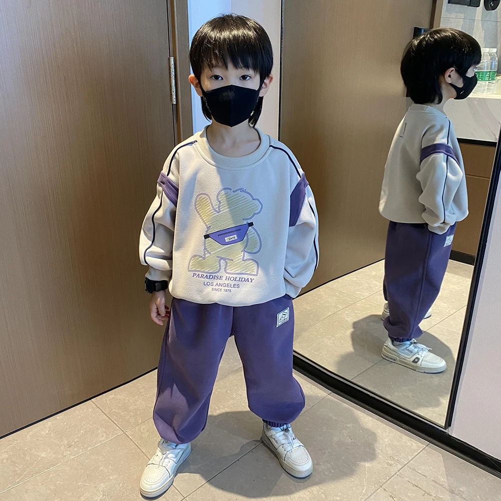 儿童韩版休闲套装帅气春秋2024新款男童时髦春季男孩运动衣服