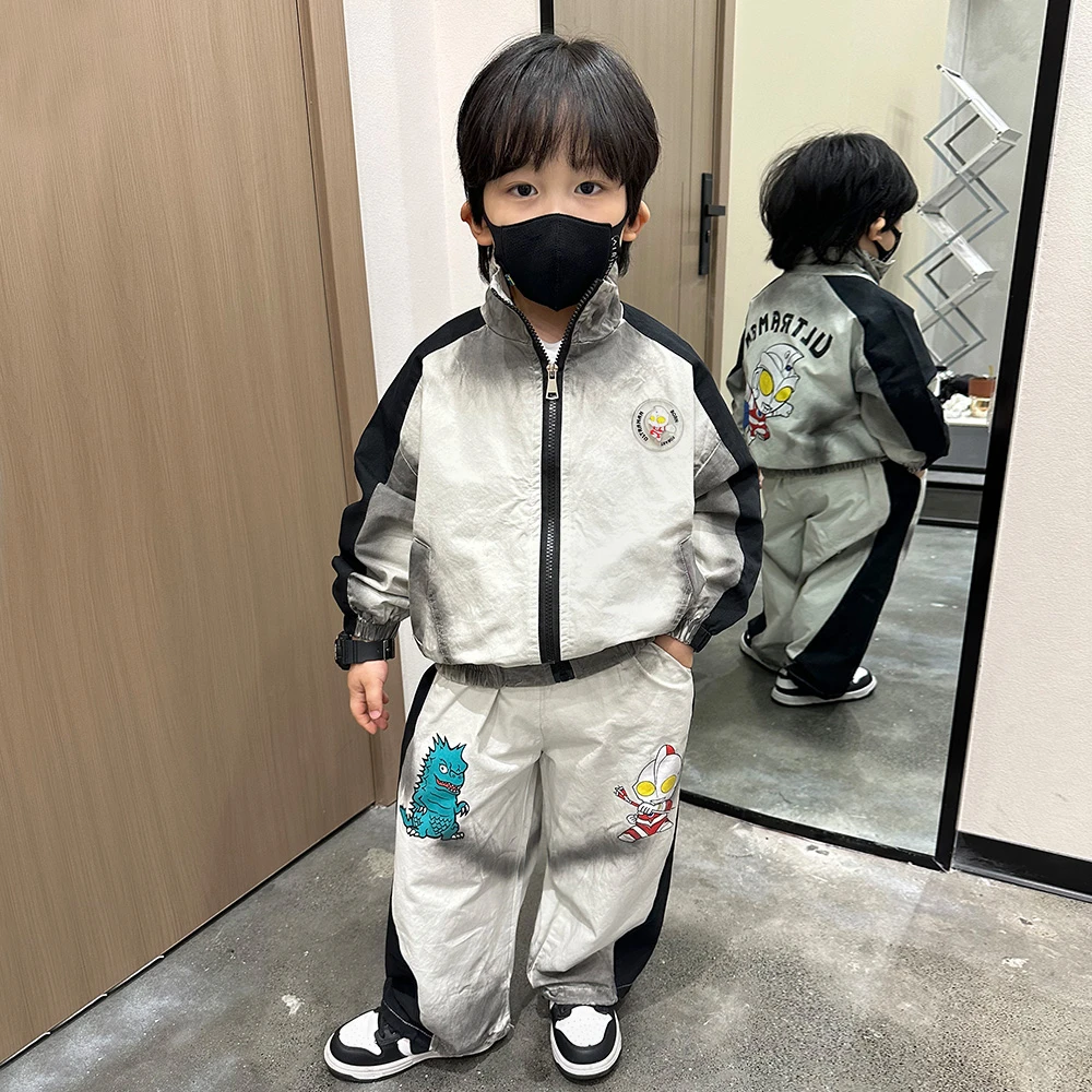 奥特曼衣服男童春秋装套装2024新款洋气儿童宝宝秋季运动两件套潮