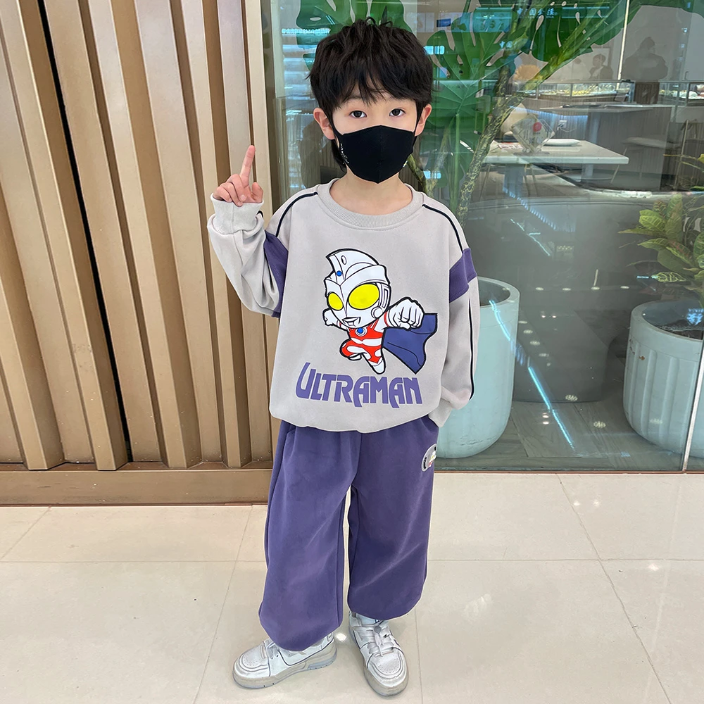 儿童春装洋气套装帅气男童韩版休闲运动春秋时髦奥特曼衣服