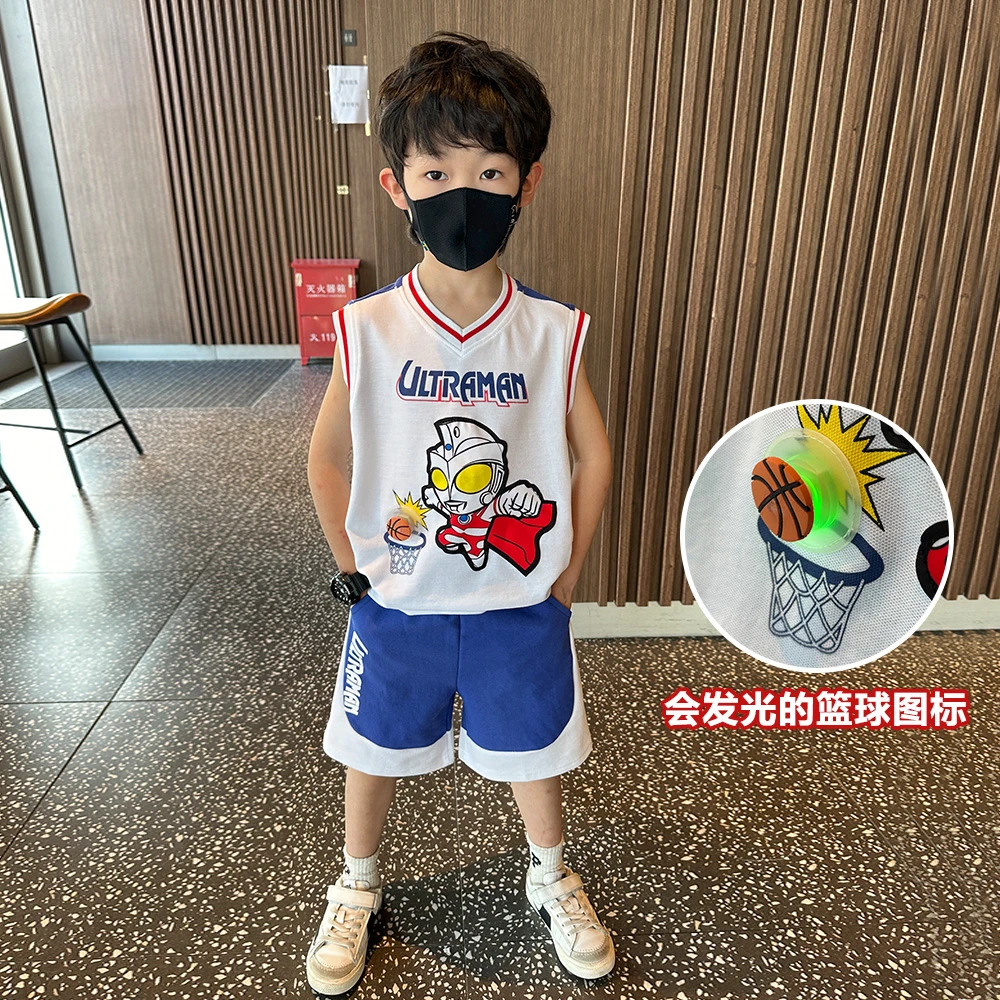 奥特曼夏季背心衣服男童夏装套装运动2024新款洋气儿童夏天薄款潮