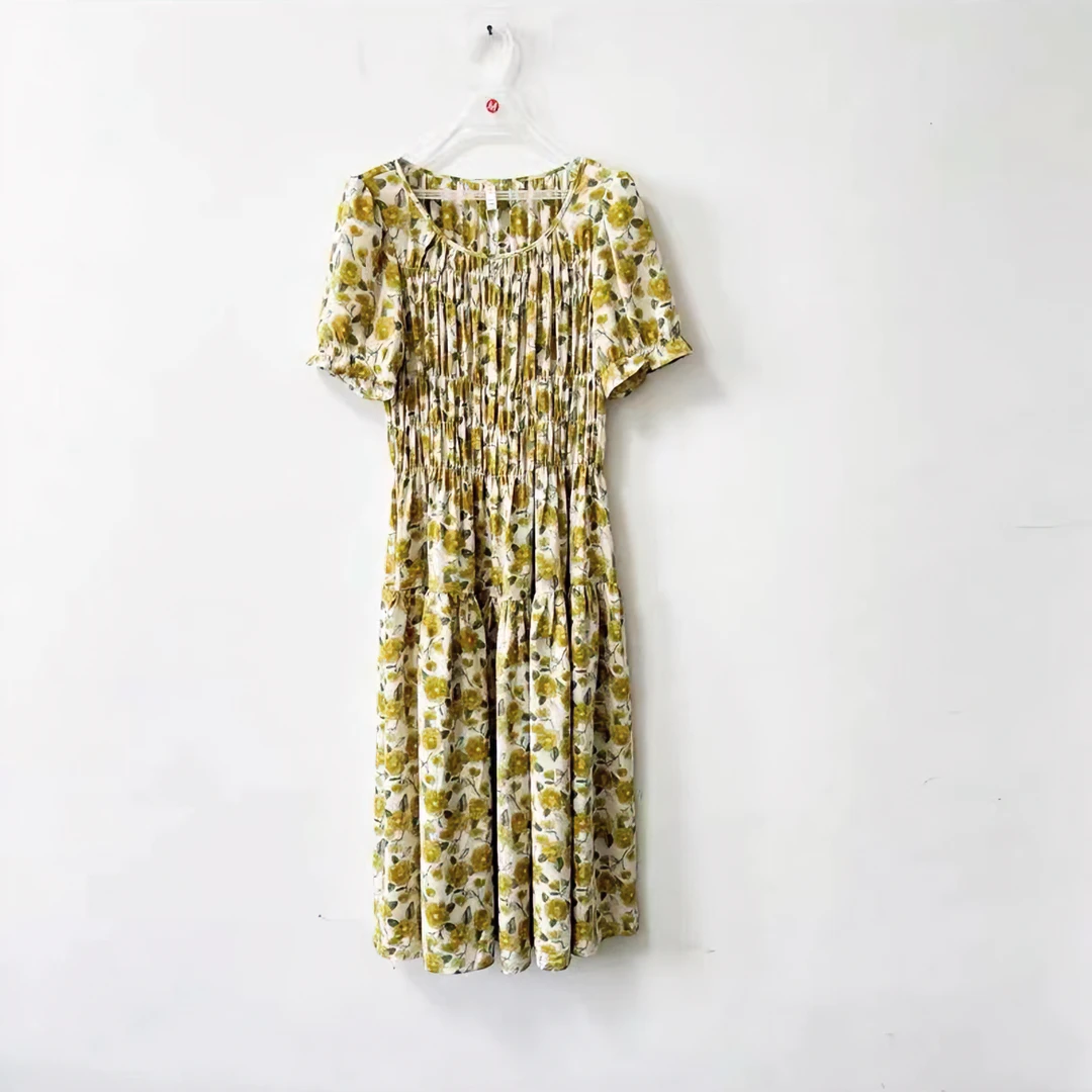 商场同款2685新款优雅气质女2024夏季碎花收腰显瘦时尚连衣裙潮