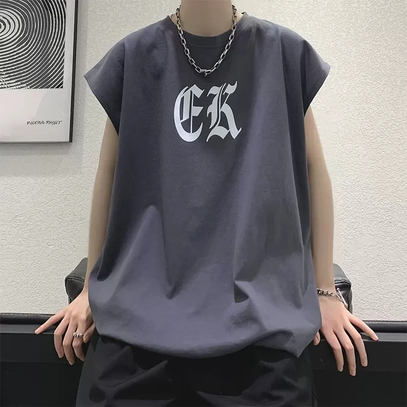 大码纯棉背心男潮牌ins夏季薄款休闲运动无袖T恤百搭宽松坎肩上衣