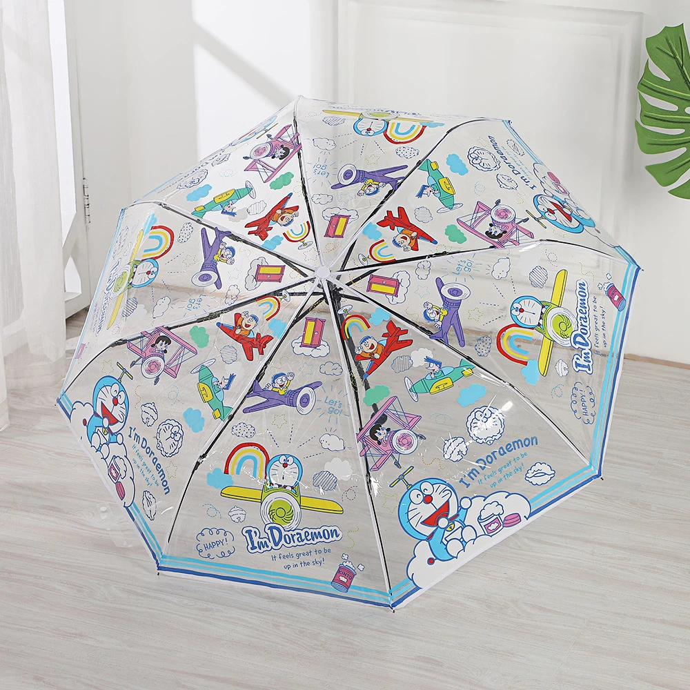 雨伞儿童可爱卡通透明雨伞三折全自动学生必备生活用品折叠直柄