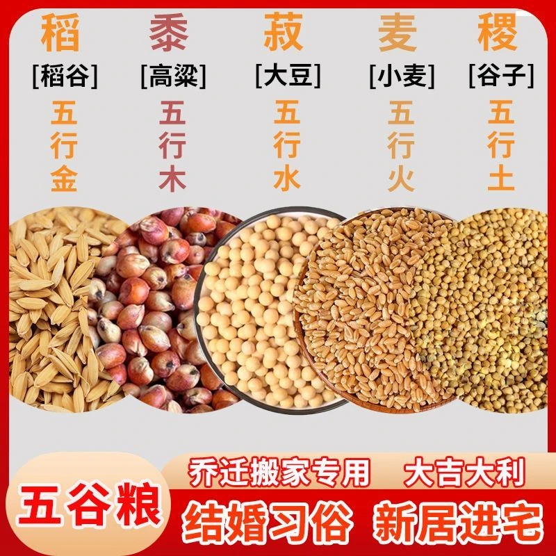 新居乔迁净宅带壳五谷丰登摆件乔迁新居结婚开业传统摆件送五帝钱