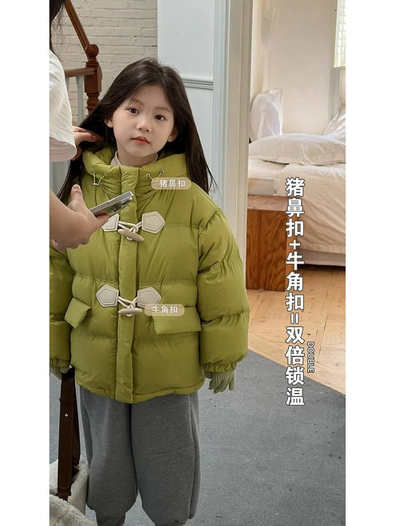 女童羽绒服冬季2025新款防水儿童洋气保暖国标白鸭绒连帽外套锁温