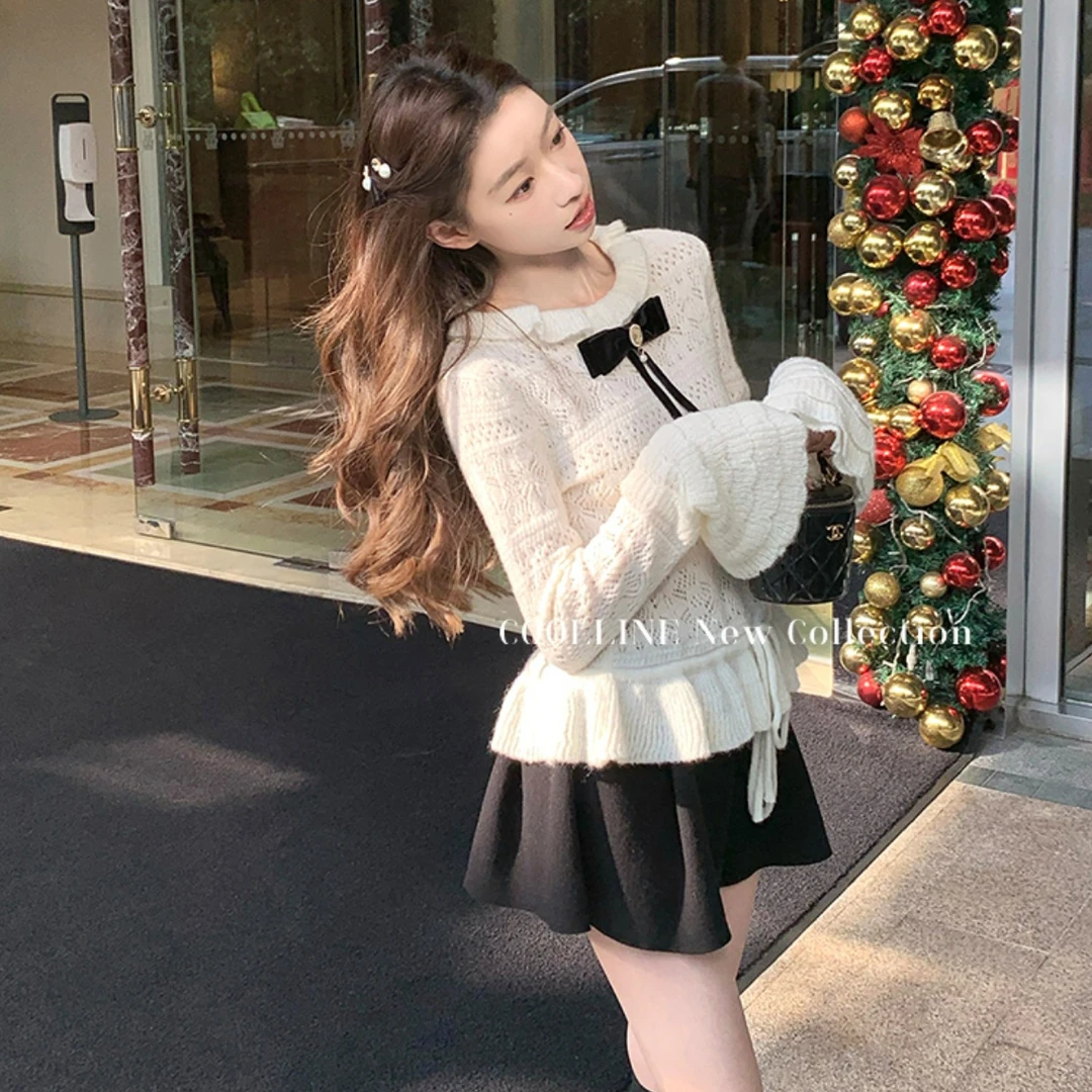 清  林子熙 luxury橱窗美貌 重工黑白针织上衣百搭叠穿内搭