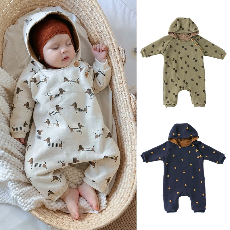婴儿冬季加厚新生儿哈衣爬爬连体衣服棉衣男女宝宝秋冬婴儿衣服