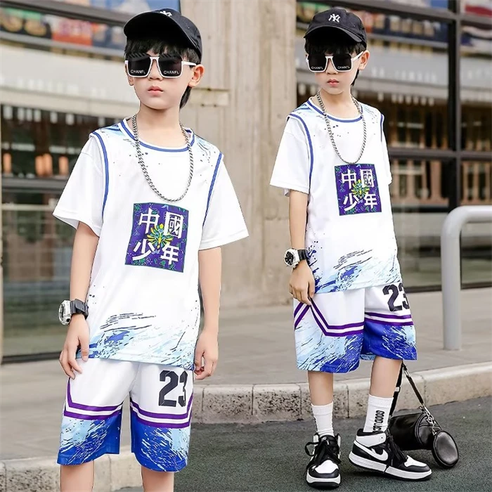 网红儿童装中大男童夏装背心套装运动服男孩夏季篮球服夏款帅气潮