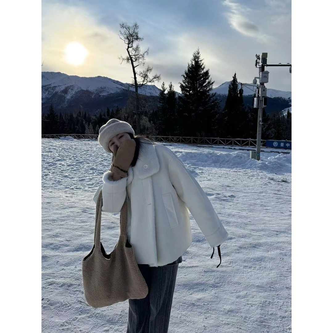 bala&mangosteen 韩代 两面可穿冰岛羊羔外套new