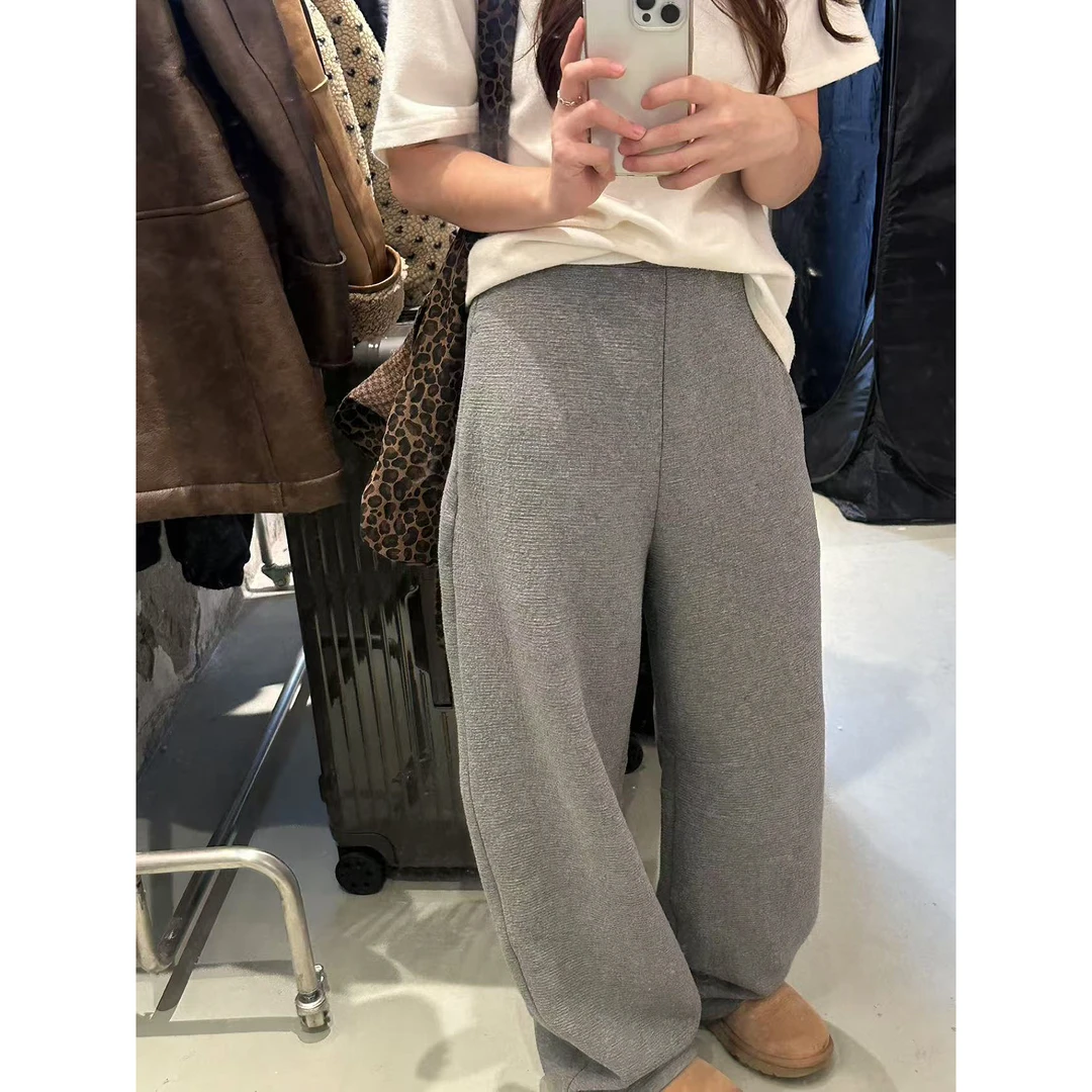 bala&mangosteen 韩代 弯刀松紧腰带抽绳棉感裤