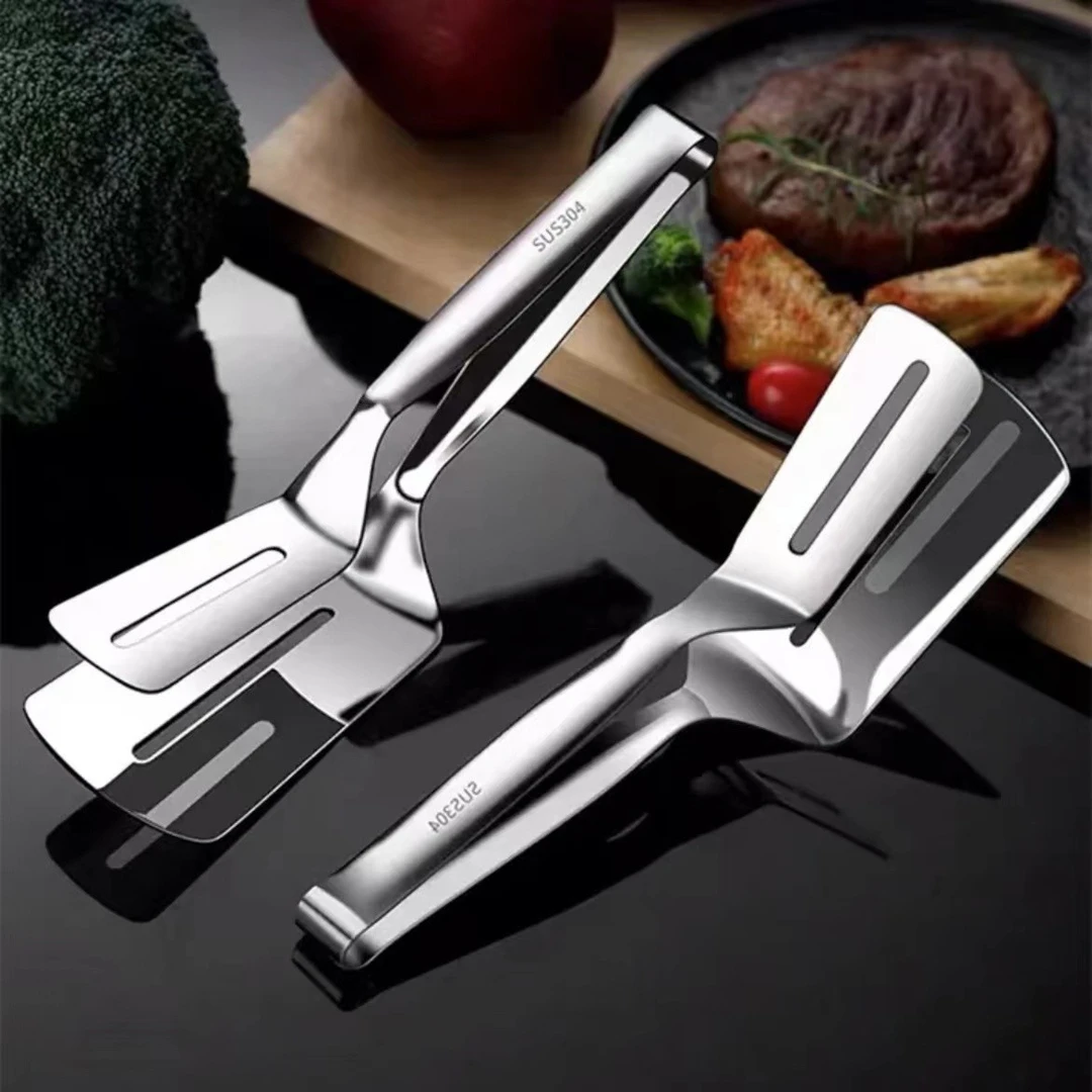 特厚不锈钢煎铲夹子二合一牛排铲家用多功能厨房披萨煎饼锅铲加厚