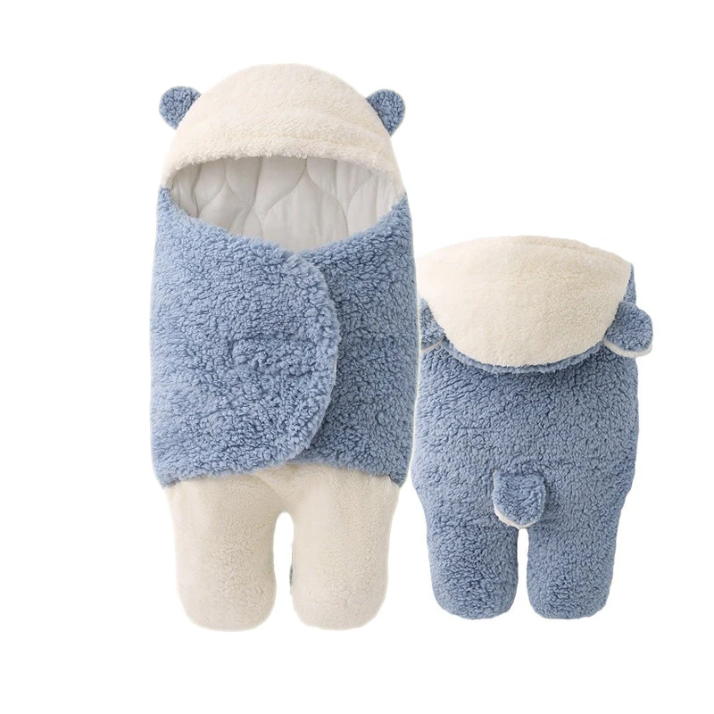 婴儿冬季加厚包被羊羔绒睡袋新生儿襁褓分腿抱被宝宝防惊跳睡袋