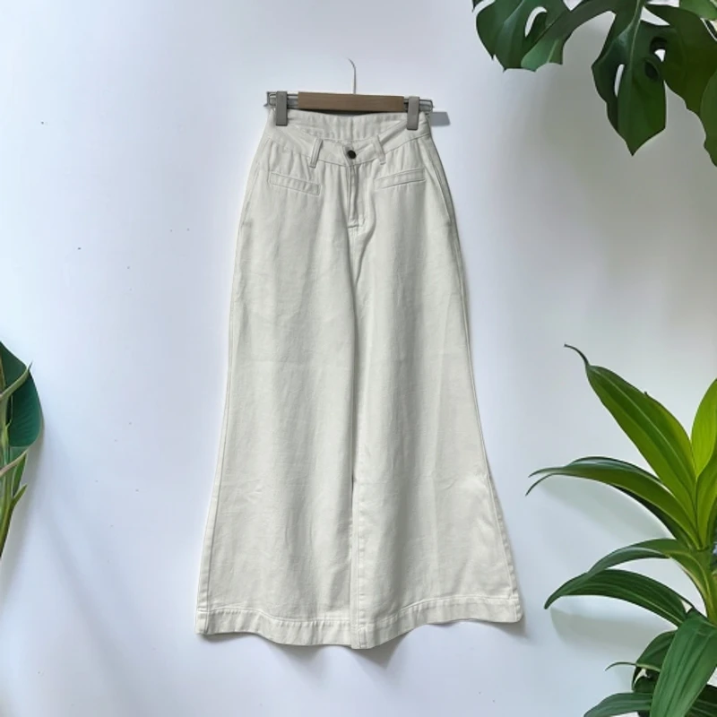 【ASKYO】纯色超阔腿裤高腰女潮流牛仔裤2