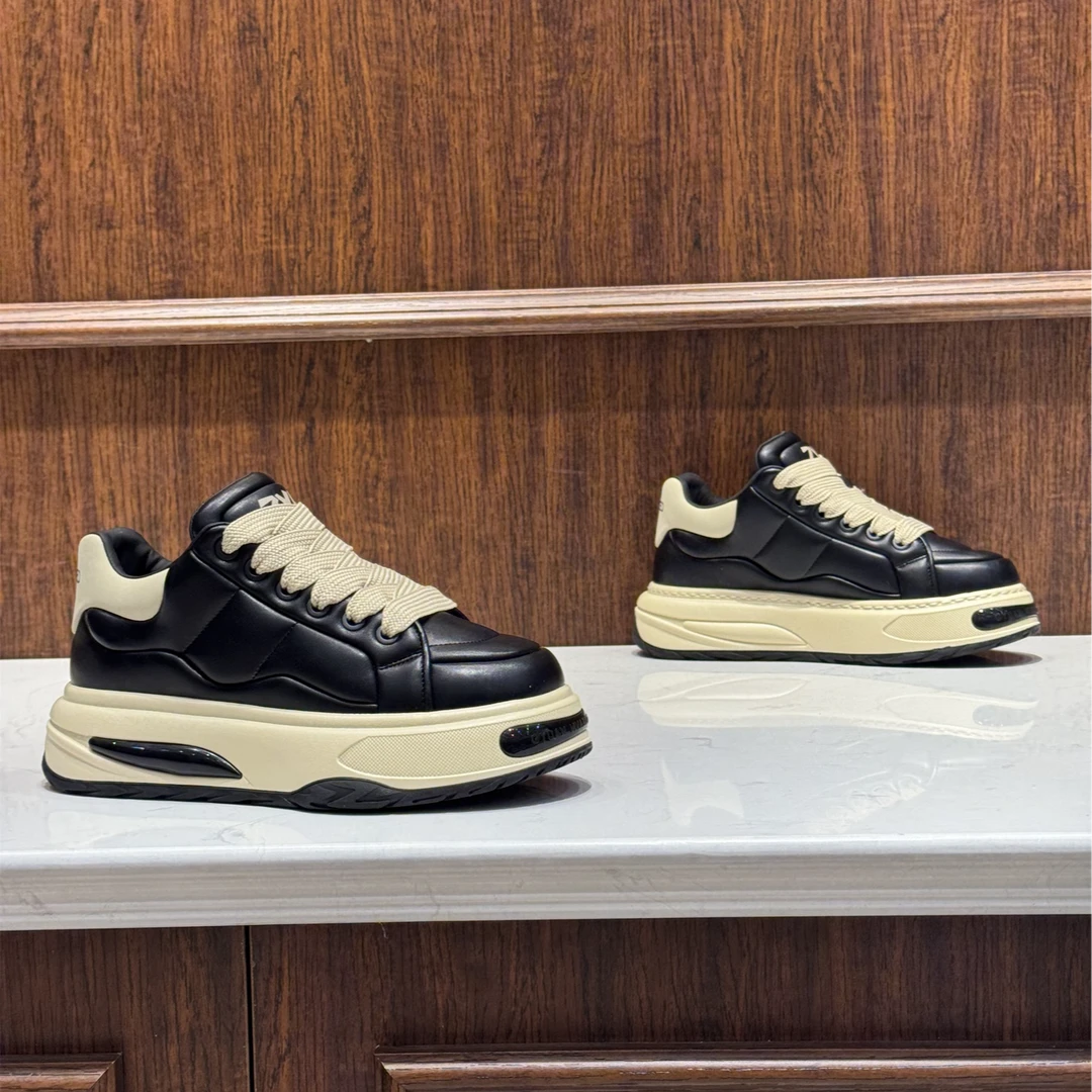 2025早春新款轻奢厚底增高系带休闲男鞋（偏大一码）