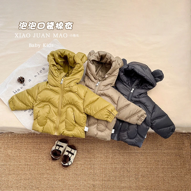 T23D99  婴儿服冬款泡泡口袋棉衣外套男女宝洋气外出加厚保暖棉衣