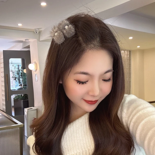 【北欧格调】秋冬新款毛毛闪闪鸭嘴夹气质侧边夹毛毛发夹精致头饰