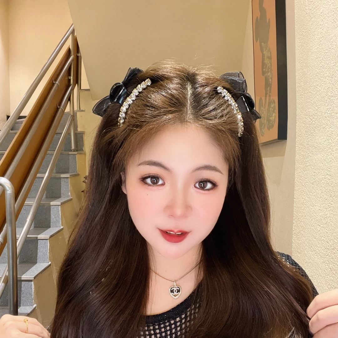 【虞美人】春夏款大号七公分AB面网纱刘海夹双面黑色小香风小抓夹