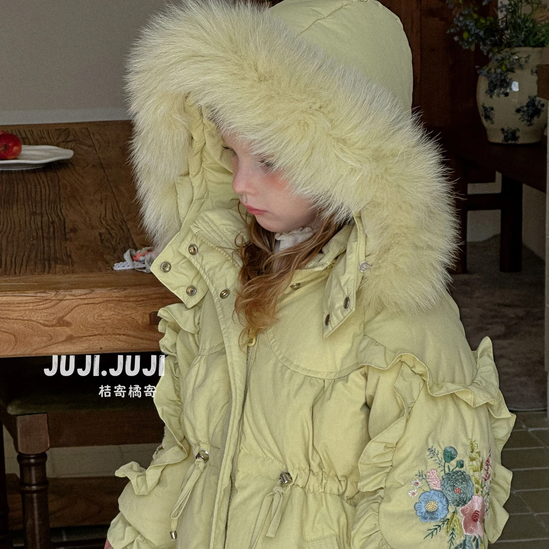 juji•橘寄【灵泽】女童杜邦三防白鹅绒服D8208儿童中长款加厚分销版