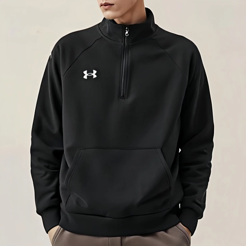 安德玛UA秋季男子1/4拉链训练立领运动加绒卫衣长袖套头衫1386016