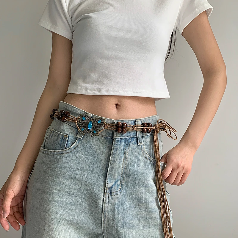 民族风腰绳女士复古腰带搭配连衣裙配饰显瘦气质小众设计感腰链细