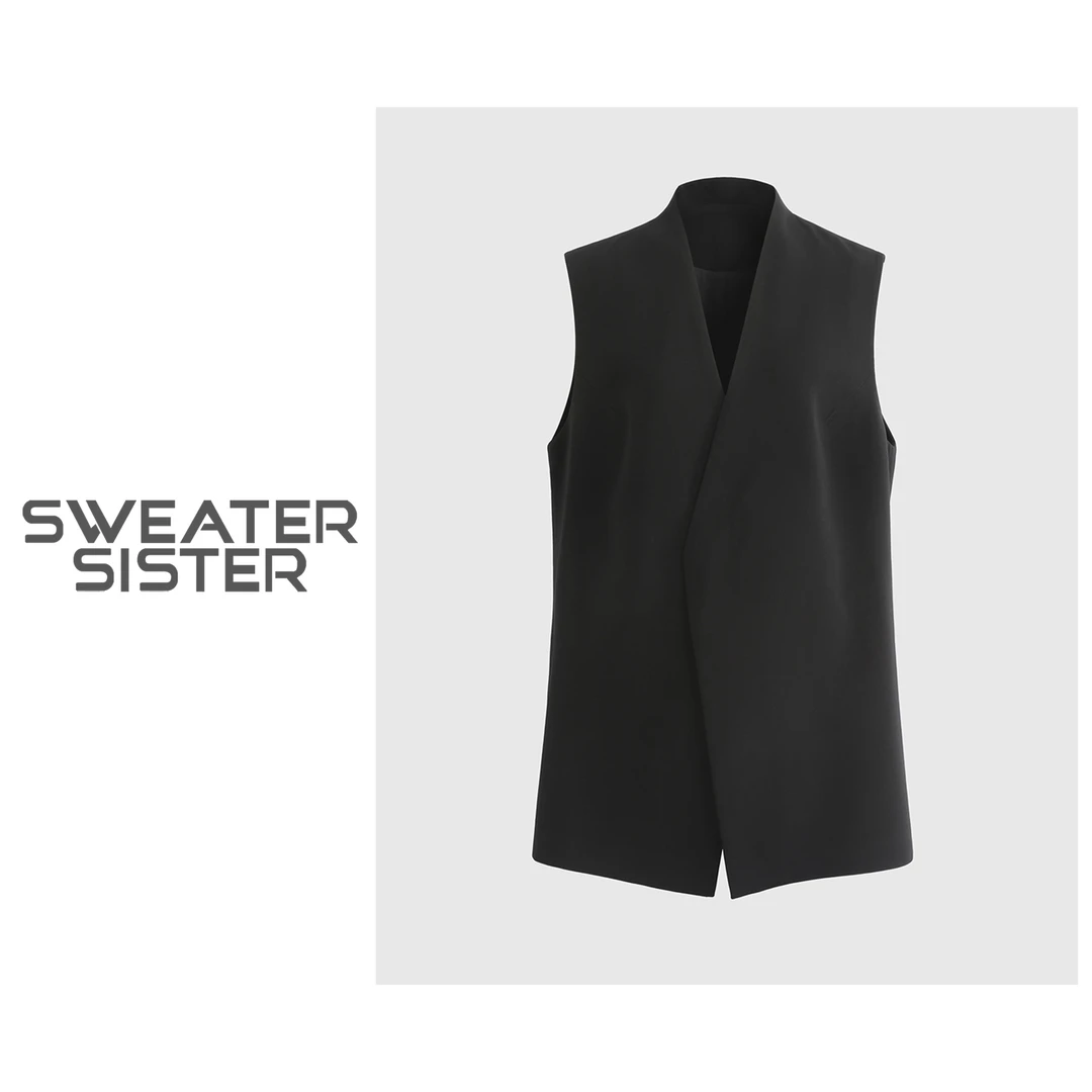 毛衣姐姐韩版简约V领叠穿百搭无袖马夹外套女068-23725