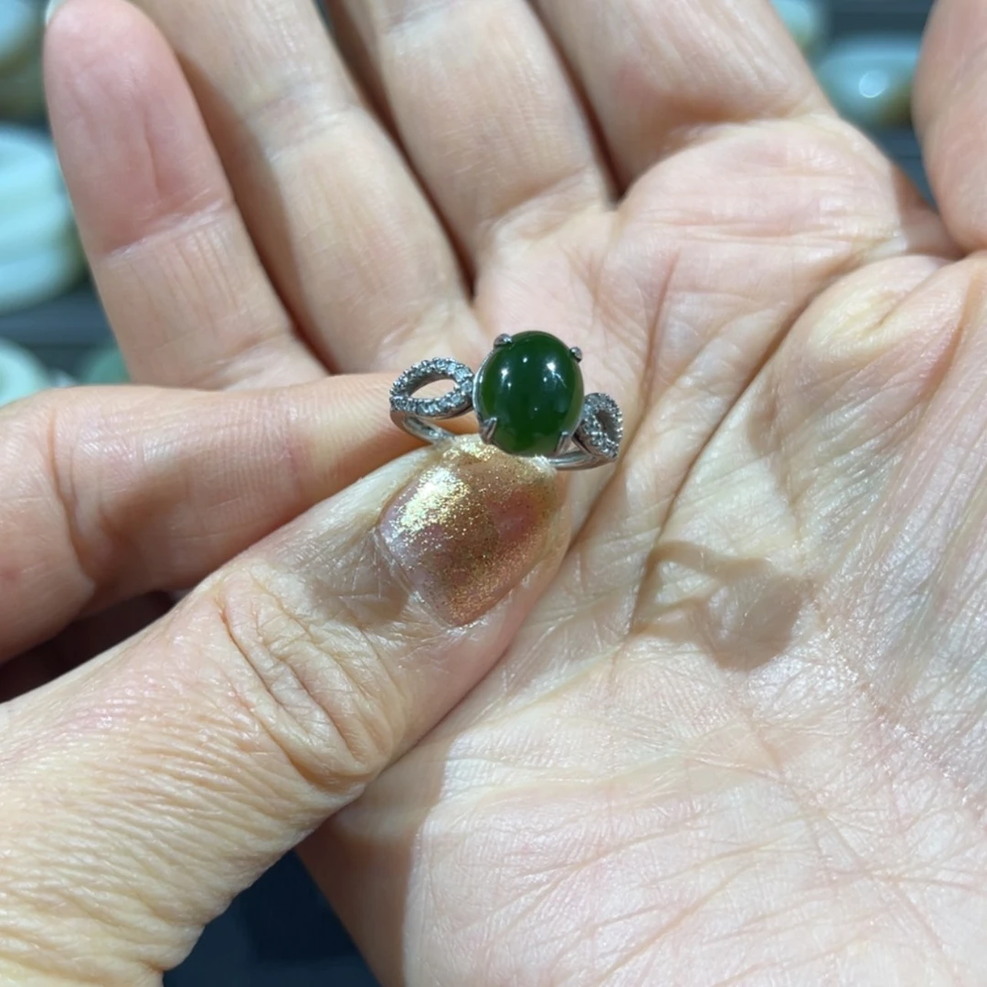 【闪购商品】和田玉戒指银S925镶嵌随**扬